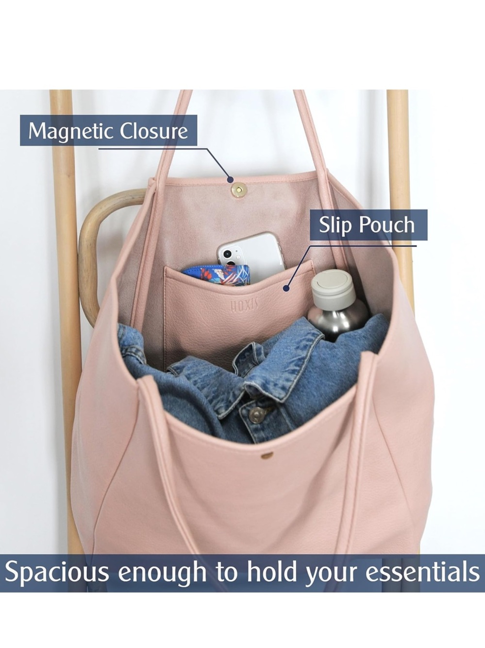 Oversize Leather Tote Weekender Bag Shopper Handbag Travel Purse - Picture 8 of 10